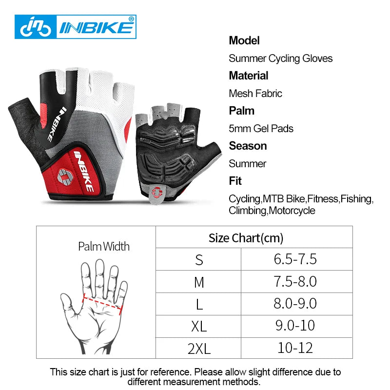 INBIKE Mens Summer Cycling Gloves Half Finger Road Shockproof Breathable