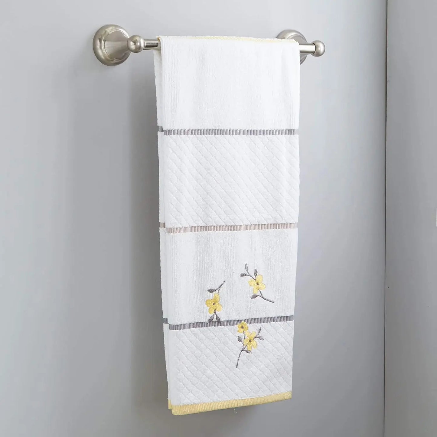Spring Garden 100 Percent Cotton Bath Towel Floral Embroidered