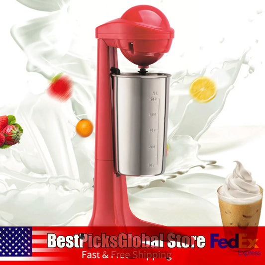 Red Milkshake Maker, 110V, 23000rpm, 100W Blender with 16.91oz Cup for Shakes Smoothies Latte Cocktails