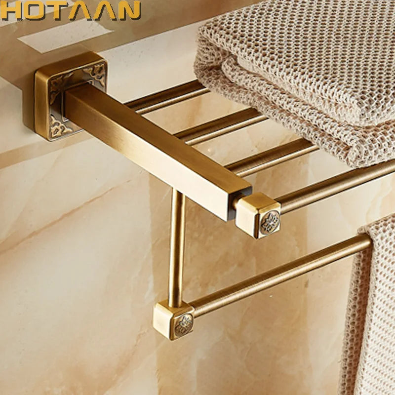 HOTAAN Aluminum Wall Mounted Square Towel Rack Bathroom Accessory