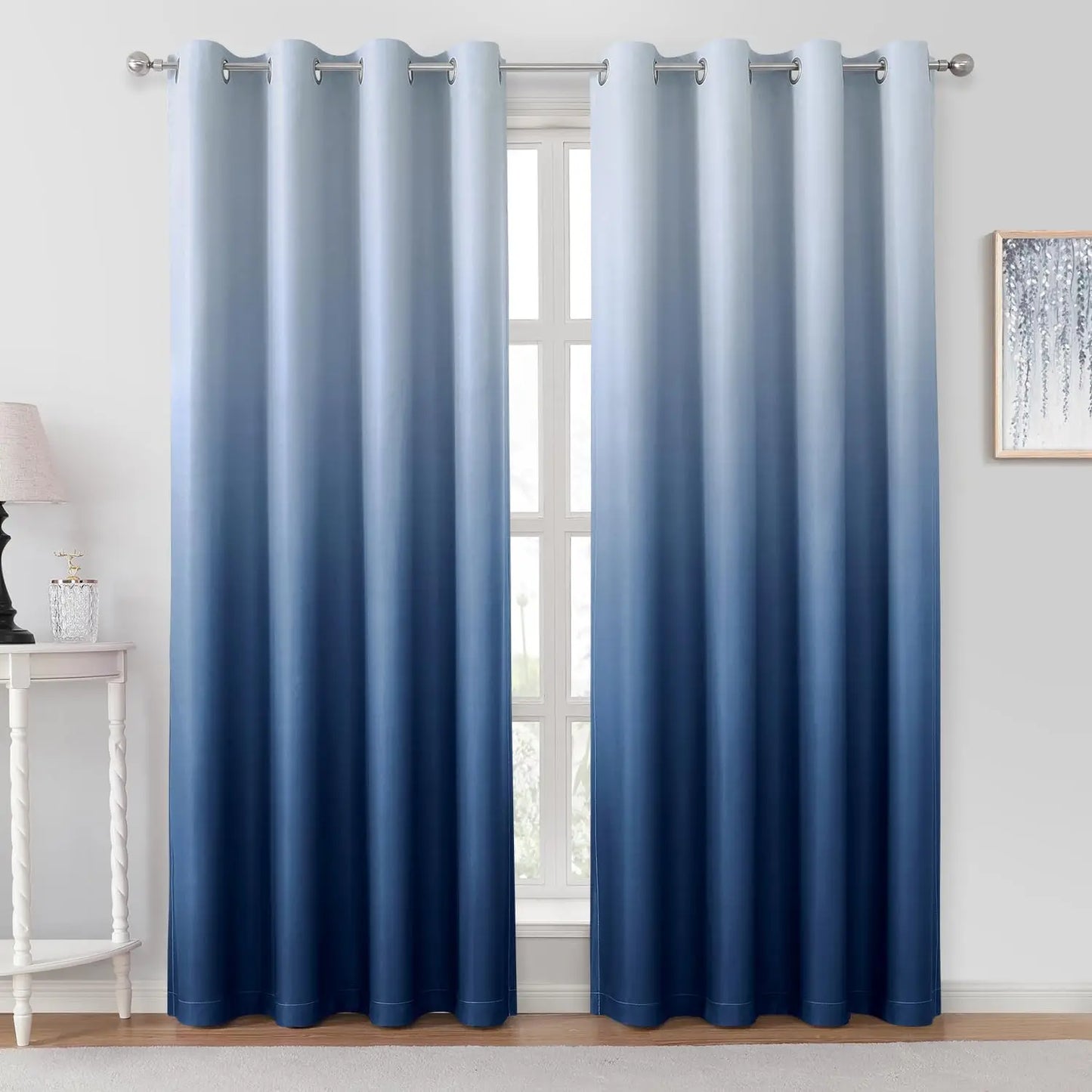 Ombre Blackout Curtains Grommet Two Panel Set For Living Room