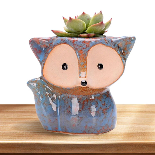 Shunmaii Fox Ceramic Succulent Pot Bonsai Planter Indoor Outdoor