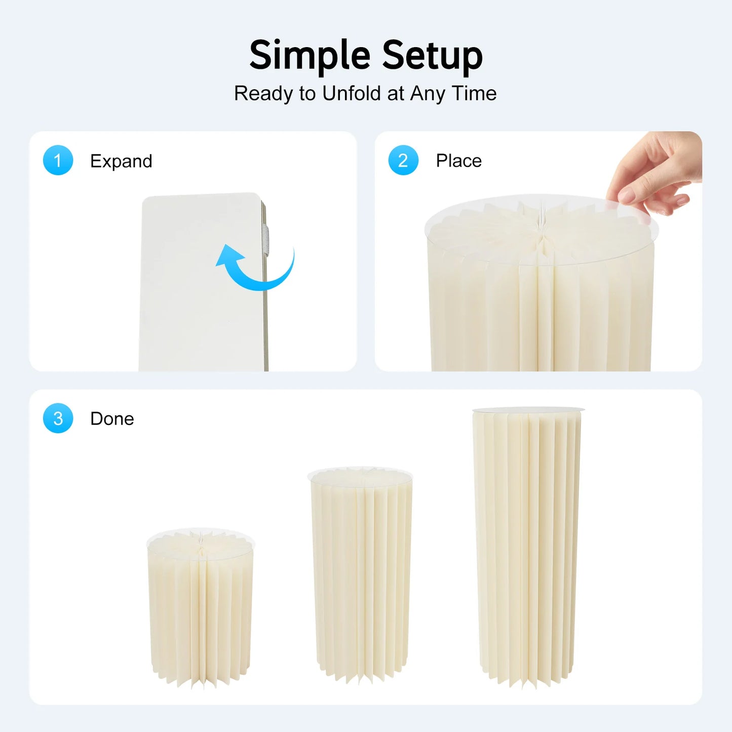 3-Piece Foldable Cardboard Centerpiece Display Columns for Wedding Party