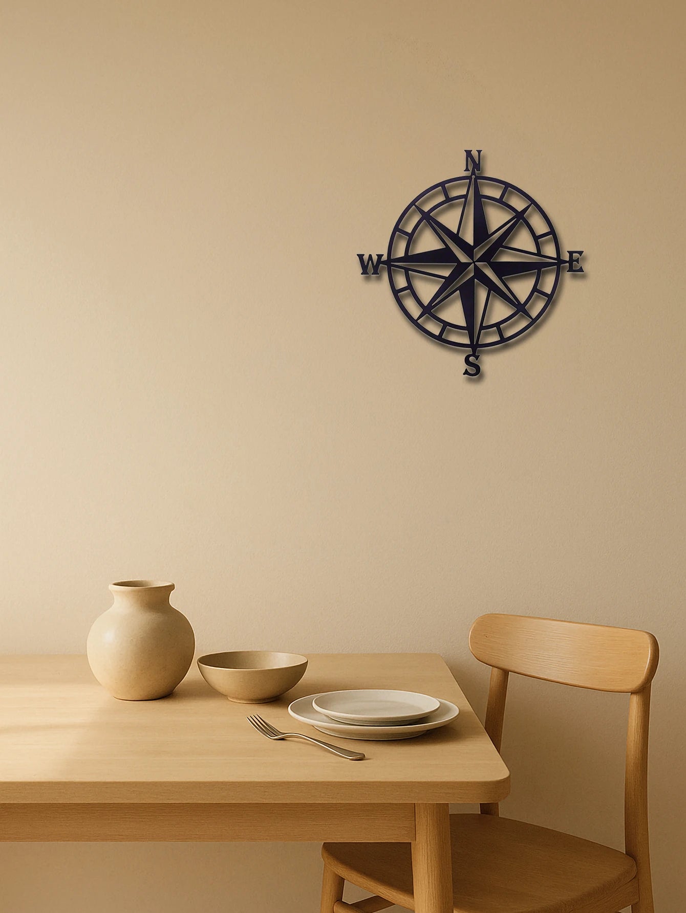 Nautical Compass Metal Wall Art Ocean Theme Decor For Sailors
