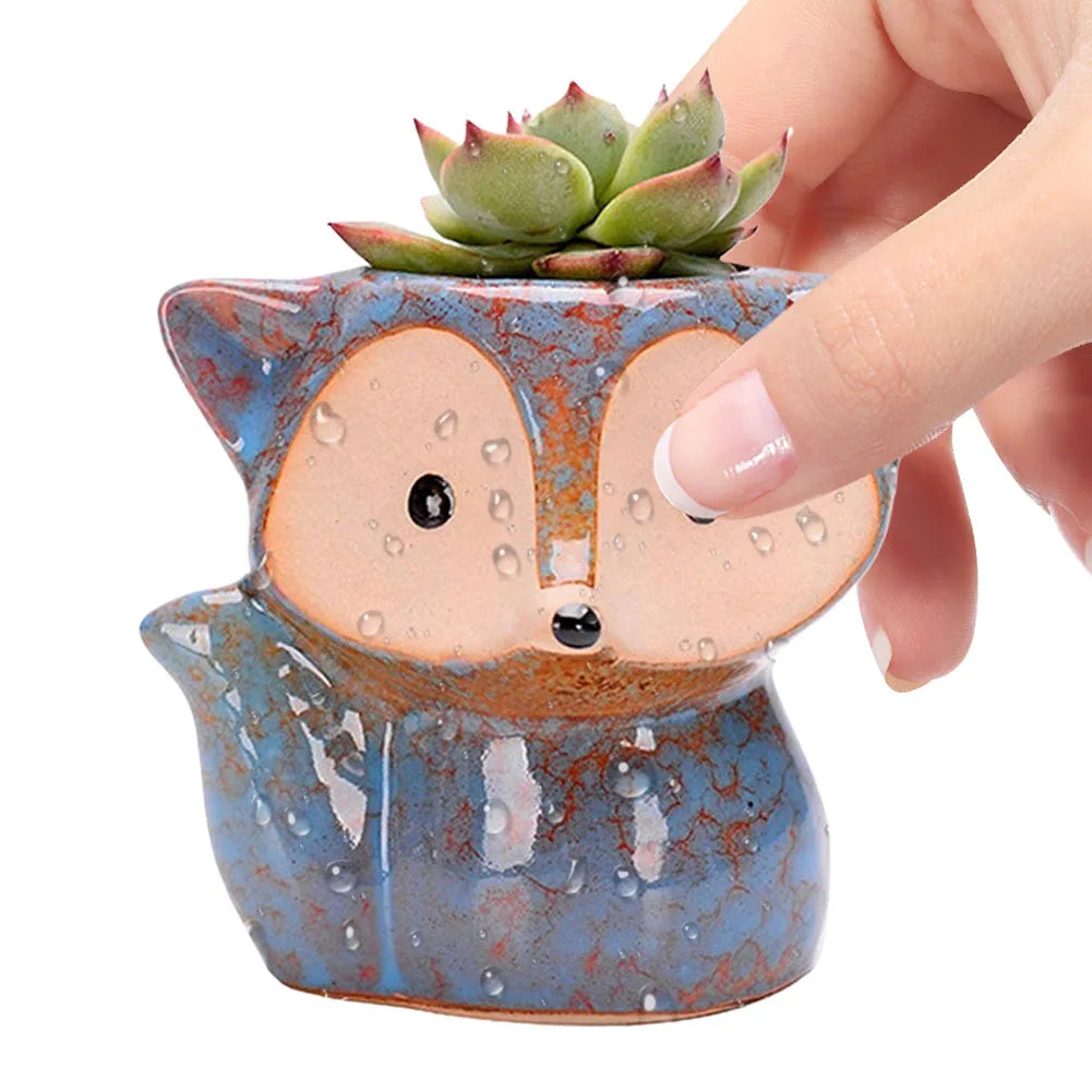 Shunmaii Fox Ceramic Succulent Pot Bonsai Planter Indoor Outdoor