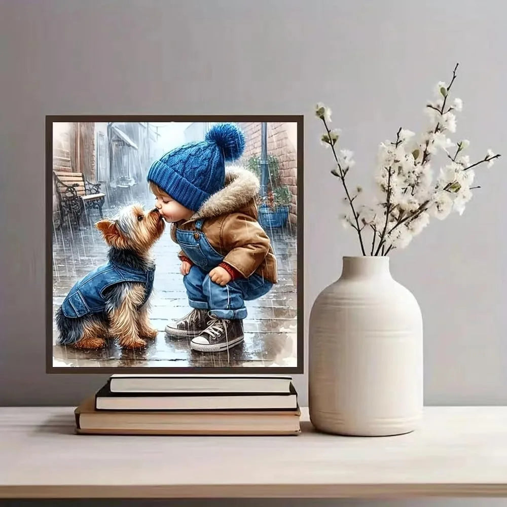 5D Diamond Painting Kits for Adults - Animal Dog, DIY Full Round Drill Gem Art, Home Wall Decor 11.8x11.8inch